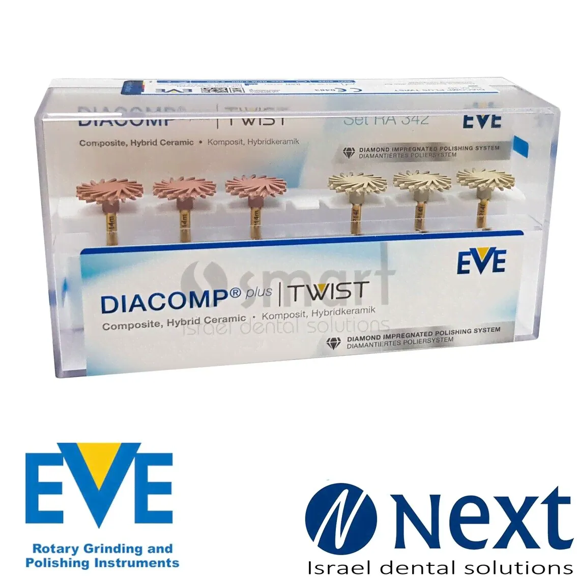 Dental Eve Diacomp Plus Twist RA 342 composite polishing diamond system EVE 14mm-0